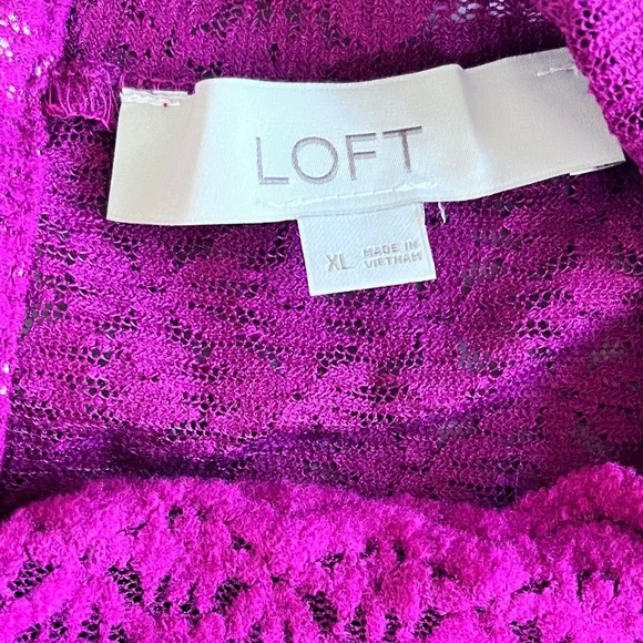 LOFT Purple Lace High Neck Feminine Modest Blouse Size XL - Picture 6 of 7